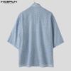 INCERUN Oversized Men Summer Lapel Neck Short Sleeve Buttons Print Casual Loose Shirts
