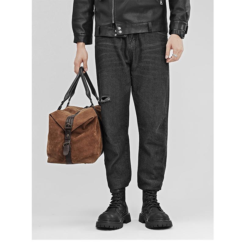 2025 Herbst Früher Winter Schuhe Herren Motorradstiefel Marke Herren Stiefeletten Reines Schwarz Dick Rutschfest Cooler Stil