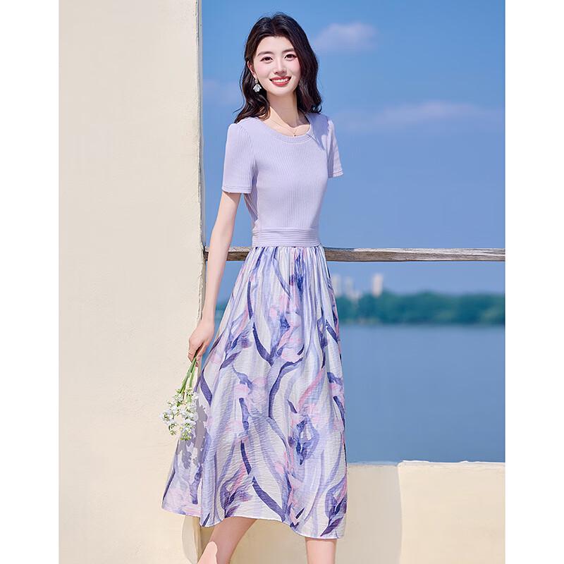 Summer Faux Two-Piece Printed A-Line Dress
