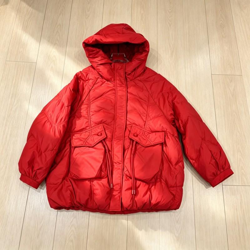 Womens Warm Hooded Down Jacket With Large Pockets Button Decor 2026 Fall Winter Loose Fit