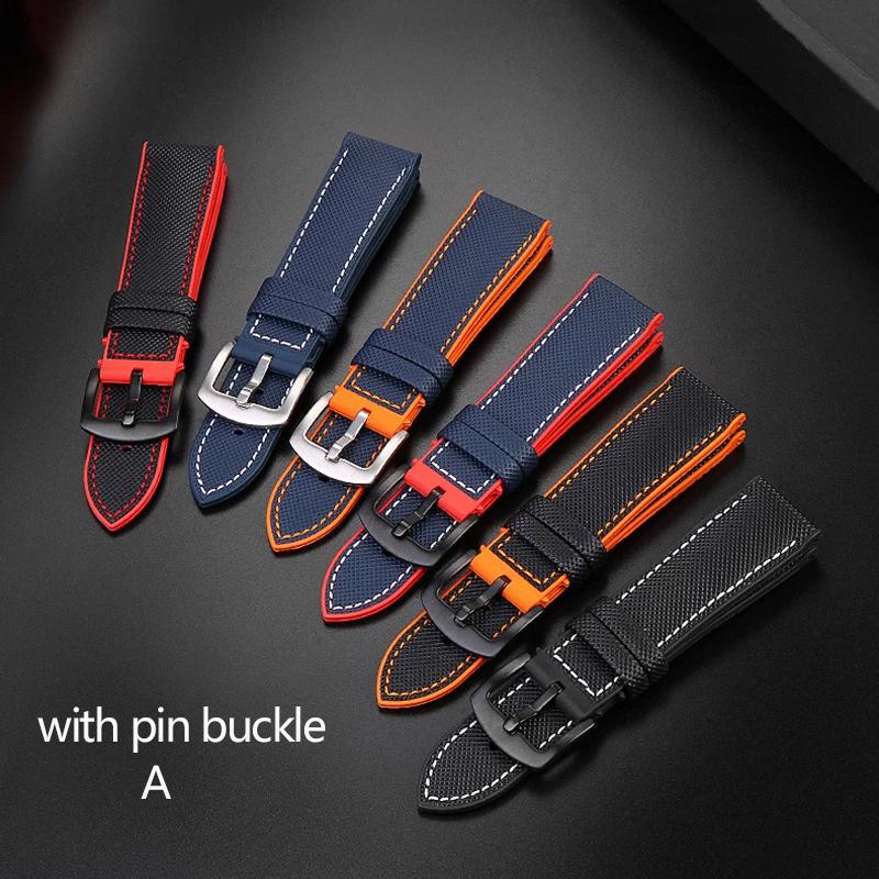 Nylon Silicone Bottom Watch Band Strap for Seiko PROSPEX Series Canvas Rubber Waterproof Outdoor Sports Watchband 20mm 21mm 22mm
