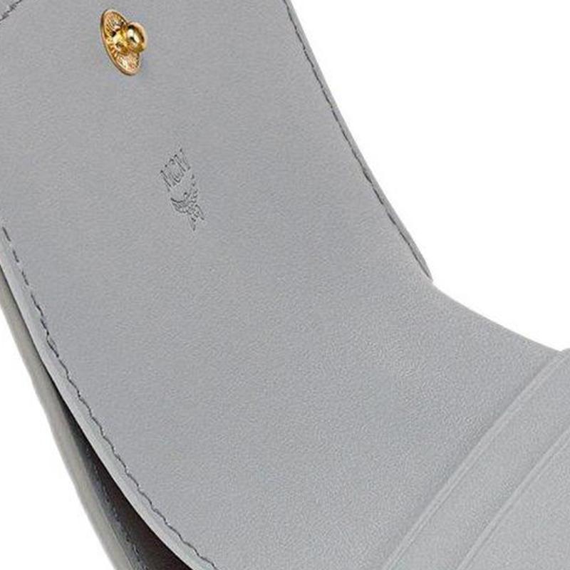 MCM Monogramm-Druck Multi-Schlitz Drei-Falt Beschichtetes Canvas und Leder Kartenhalter Geldbörse Mini Damen Geldbörse Grau MYSBSVI01FP001