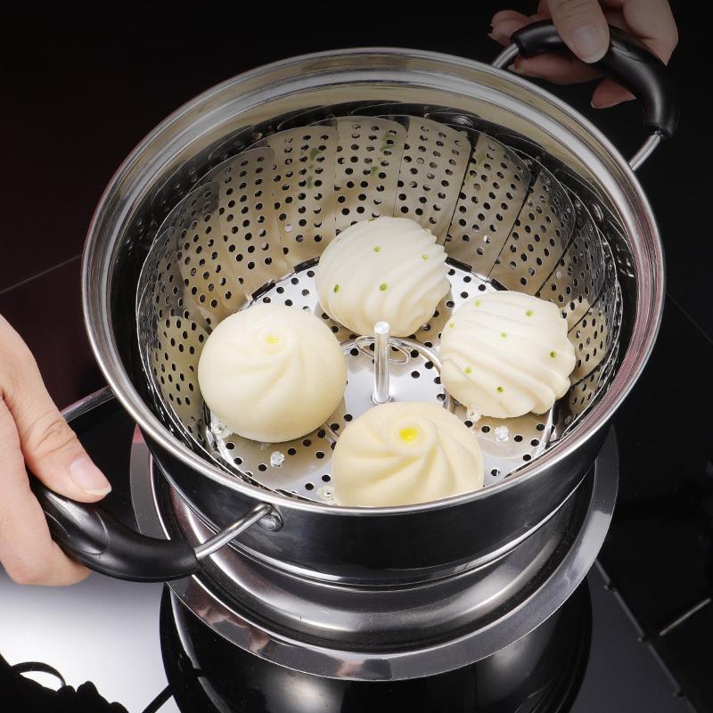 HANYANG 304 Stainless Steel Folding Steamer Tray Steam Rack Steam Drawer Telescopic Lotus Fruit and Vegetable Tray Draining Tray