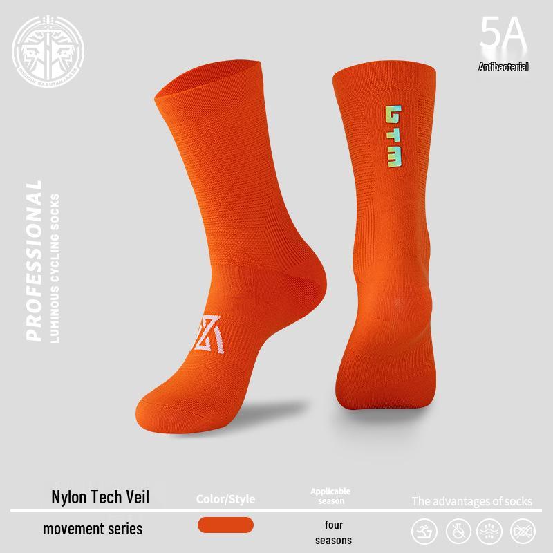 Men's and Women's Anti-Odor Reflective Cycling and Running Mid-Calf Socks