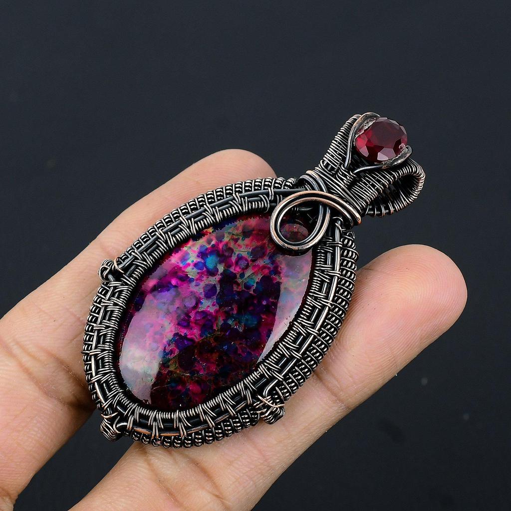 Multi Fire Labradorite Pendant Gemstone Jewelry, 999 Copper Wire Wrapped Pendant, Gift For Women Handmade Pendant