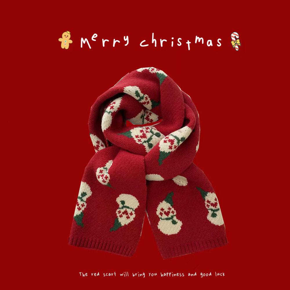 

Thickened Wool Knitted Christmas & New Year Scarf: Warm Red Neck Warmer for Autumn/Winter 2024