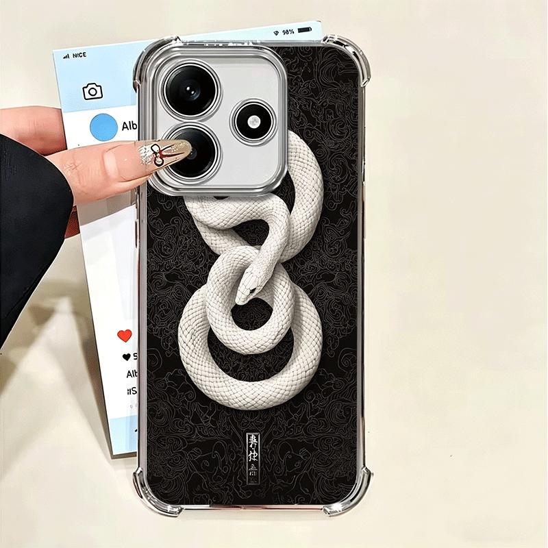 Schwarze Schlangen-Doodle-Vergoldung Handyhülle Für Xiaomi Poco X5 X6 X7 X8 Pro Max F8 Ultra F7 M8 M7 M5S Redmi 15C 15 14C 13C 13 X3 12C F