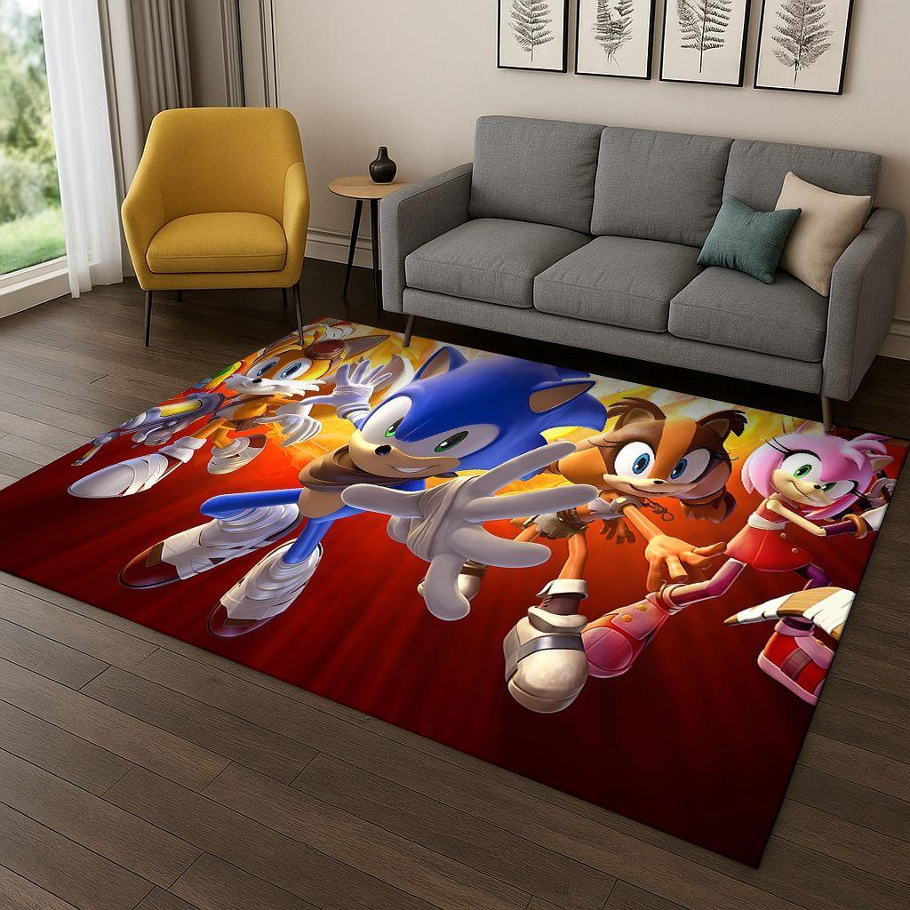 Classic S-Sonic Game Cartoon Hedgehog Carpet Rug for Bedroom Living Room Sofa Home Decor,kids Area Rug Non-slip Floor Mat Gift