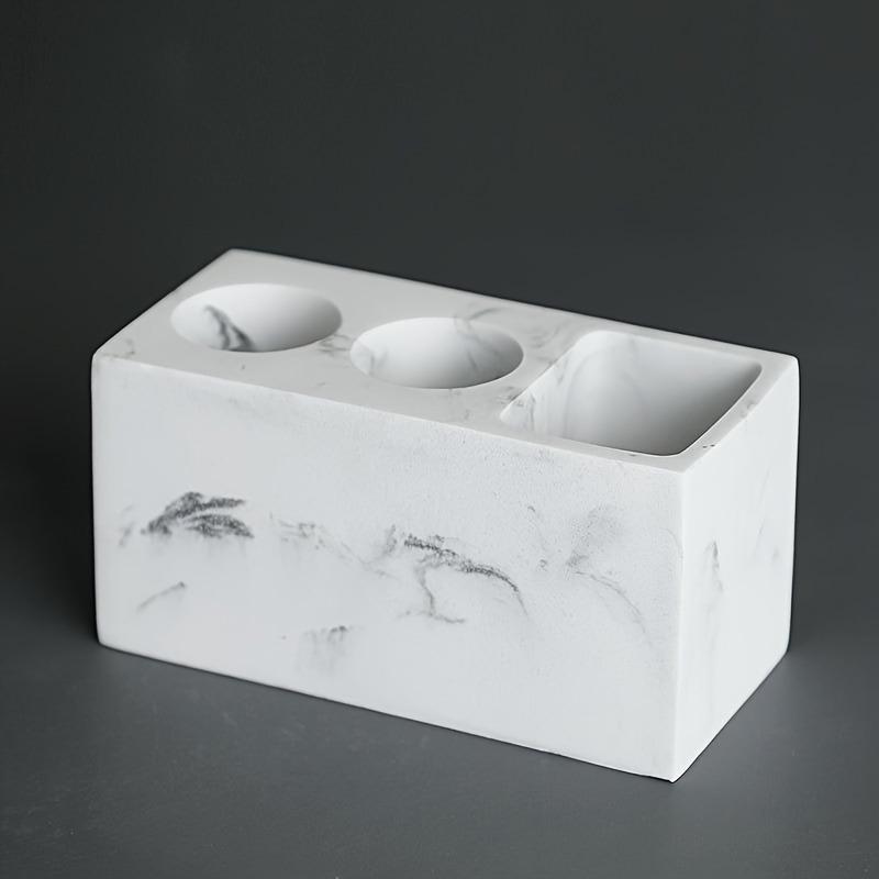 Marble Pattern Toothbrush Holder, Resin Electric Toothbrush Stand Organizer for Toothpaste & Toothbrush Storage, Black & White