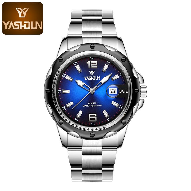 Top Brand New Steel Band Men s Watch Waterproof Luminous Quartz Trendy Business Watch