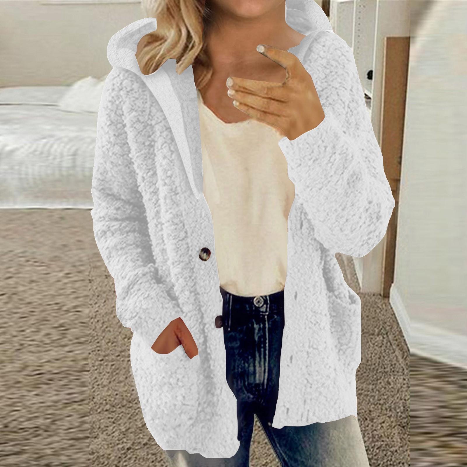 

Женская повседневная мода и зимнее новое пальто-кардиган плюшевое модное однотонное пальто XXL белый