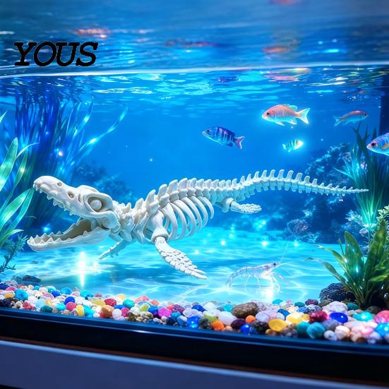Aquarium Dinosaur Skeleton Decor Fish Tank Decoration, 3D Printed Dino Bone Environment Enhancer Body Model Figurine for Aquarium, Landscaping