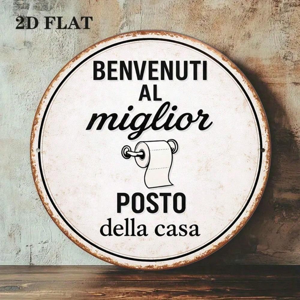 Vintage Welcome To The Best Home Round Metal Sign 8x8in Funny Bathroom Kitchen Bar Wall Decor Gift