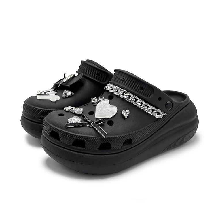 Crocs Crush Clog Punk Melody EVA Comfortable Fashion Trend Simple and Versatile Hole Shoes Women's Silver
