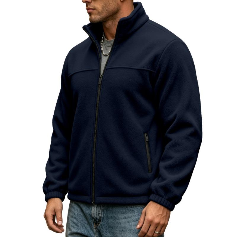 Men S Casual Fleece Lined Stand Collar Zip Up Sweatshirt