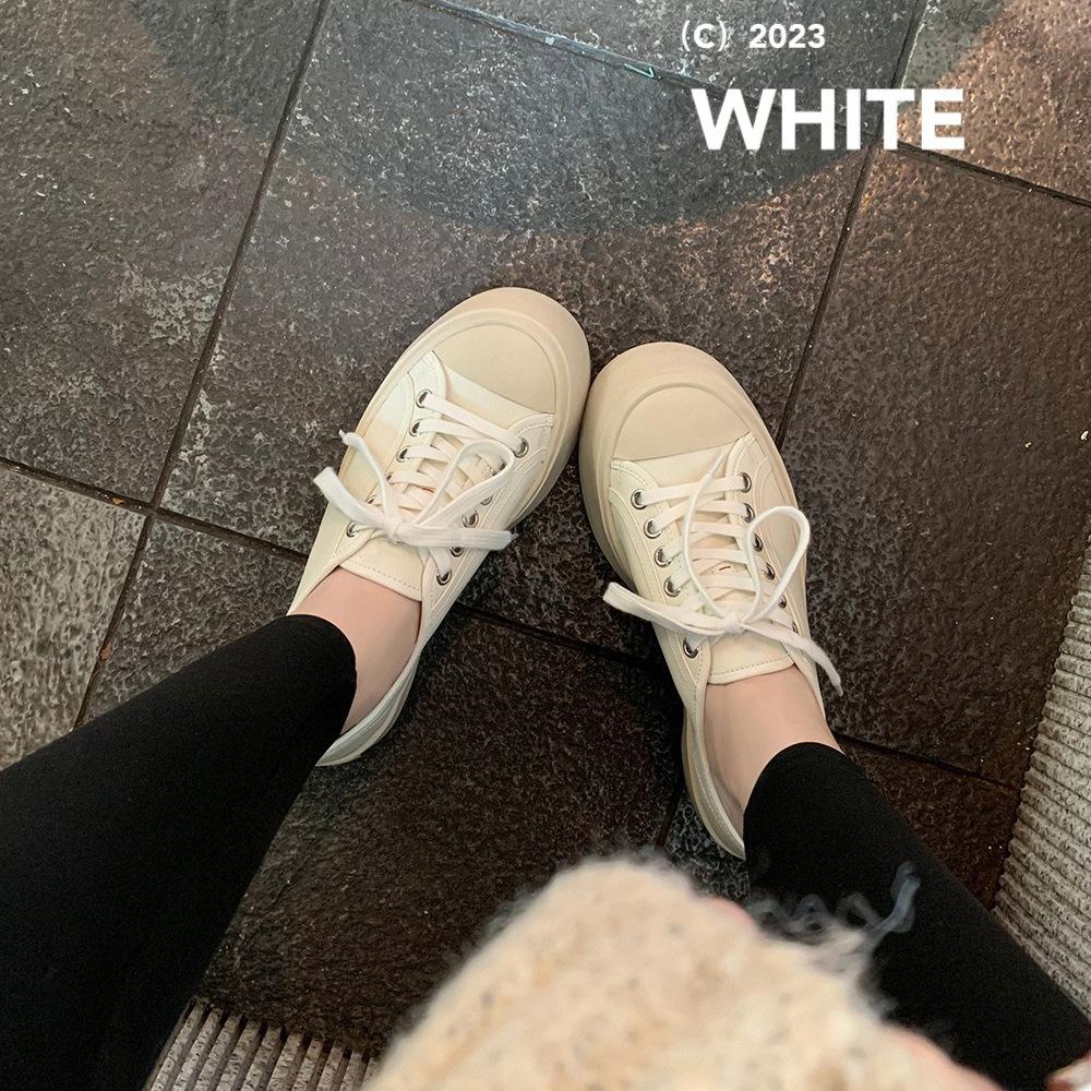 Su Yinyin has the same spot big head cutie~ lace-up heightening thick-soled casual big head shoes board shoes women's little white shoes