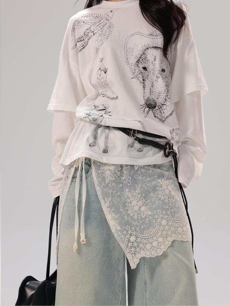Lace Hem Layering Skirt for Women - Slimming Inner Wear Anti-Exposure Apron-Style with Magical (Shenqi) Buttocks Covering.