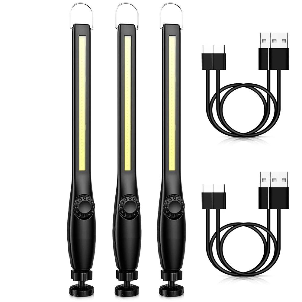 1-10pcs COB LED Flashlight Magnetic Work Light USB Rechargeable Torch Portable Lantern Inspection Light Camping Car Repair Lamp