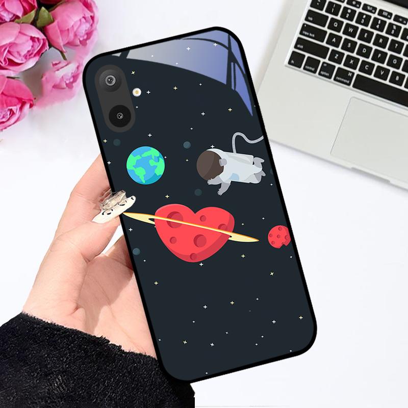 Luksusowe etui ze szkła hartowanego do Samsunga A06 A16, twarde etui ze szkła PC do Samsunga Galaxy M06 F06 M16 F16, odporne na wstrząsy