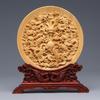 Wood Carving Dragon and Phoenix Round Carving Art Statue Mascot High Quality Home Room, Office Decoration Accessories