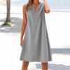 Women's cotton and linen dress summer sleeveless comfortable travel beach dress fashionable spring and summer vacation wear