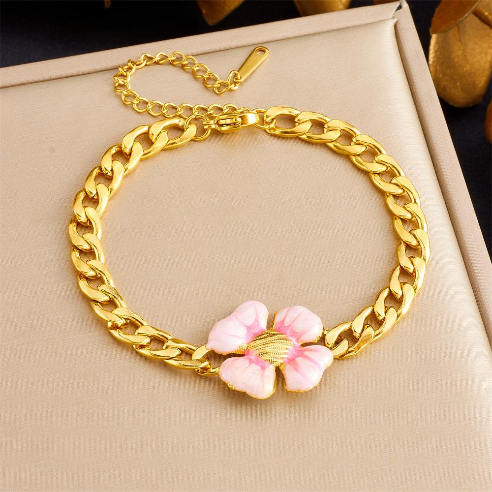 Vintage Floral Heart Letter Multi Element Pendant Chain Bracelet Fashion Versatile Creative Personality