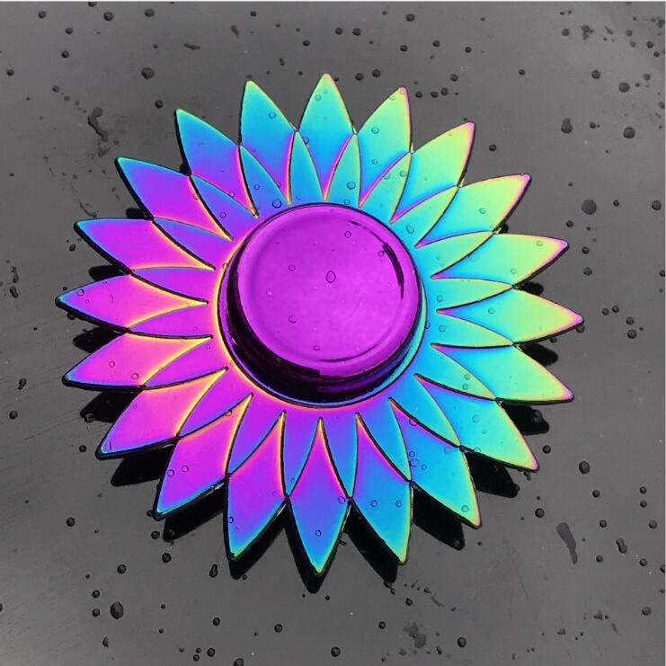 Colorful Zinc Alloy Fidget Spinner: Black Tech Stress-Relief Toy for Students and Kids.