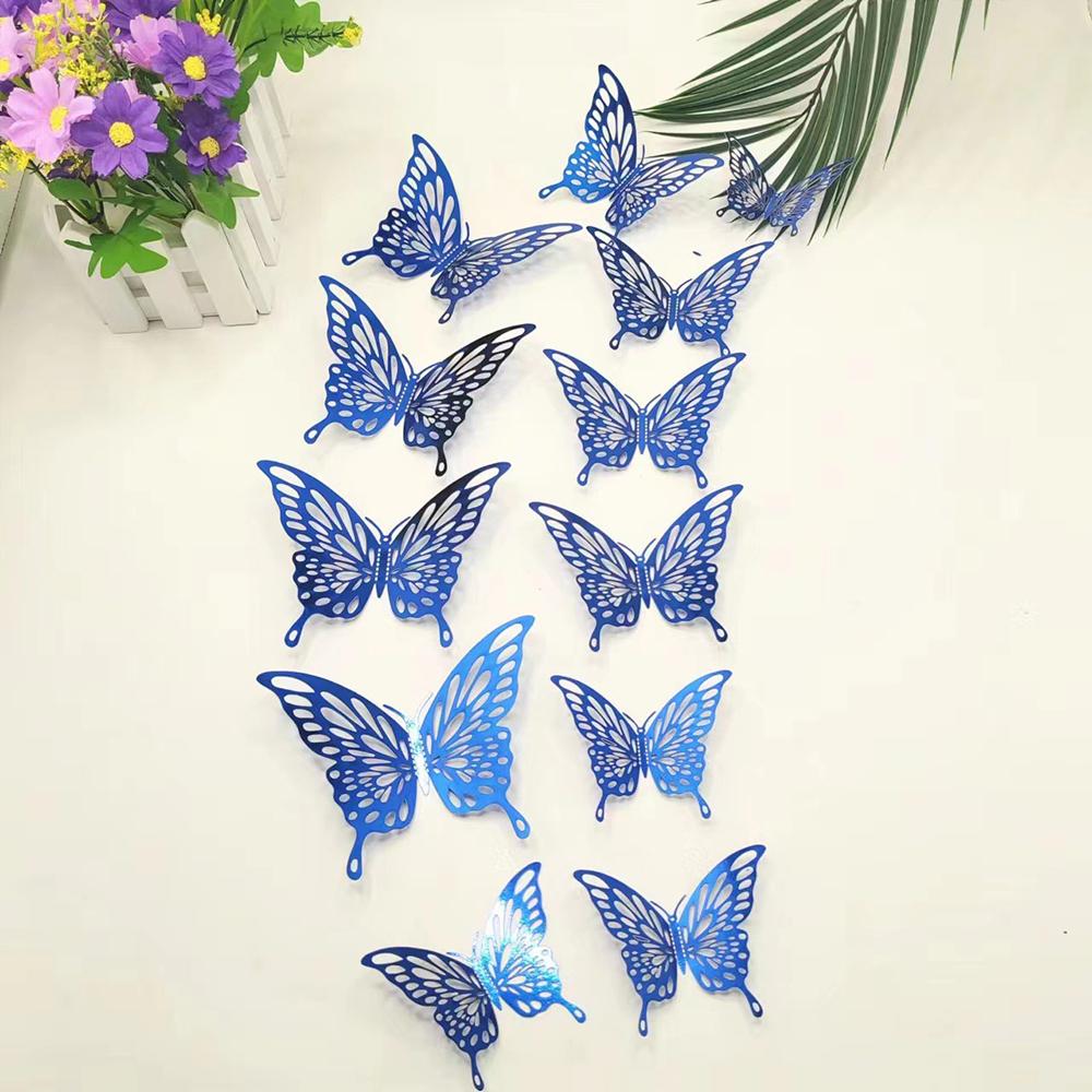 12Pcs/set 3D Hollow Butterfly Wall Stickers Wall Decor For Living Room Wedding Party Butterflies Decal Stickers