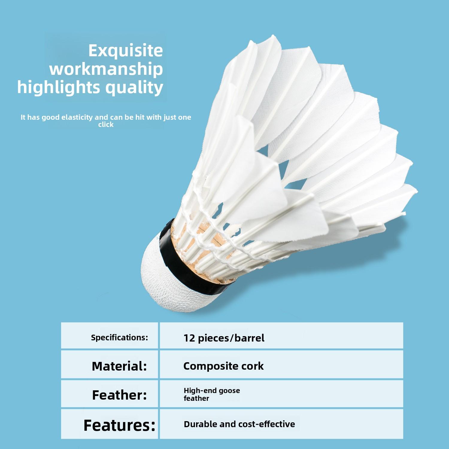 Shuttlecocks Counterattack Feather Badminton Durable 12-Piece Goose Feathers for Indoor Outdoor Competition Tournaments светло-зеленый