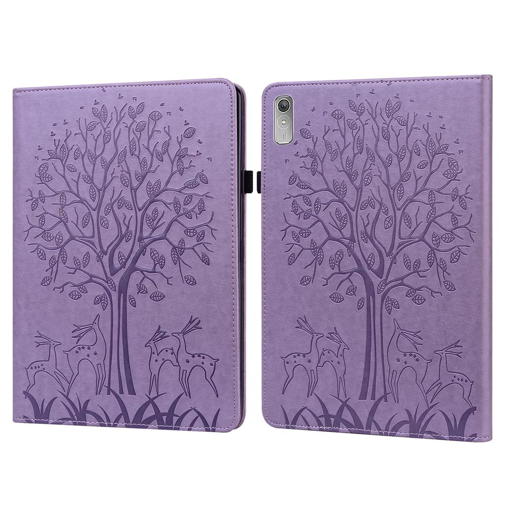 Applicable To Lenovo Tab M9 Tablet Leather Case, Honor Pad X9 Solid Color Embossed Card Holder Protective Case P11
