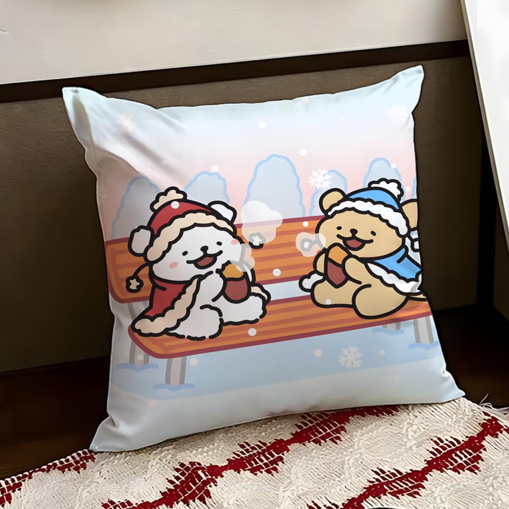 Cute LLine PPuppy Cushion Cover Reversible Soft Durable Pillow Cover Home Car MultiScene Use for Daily Comfort