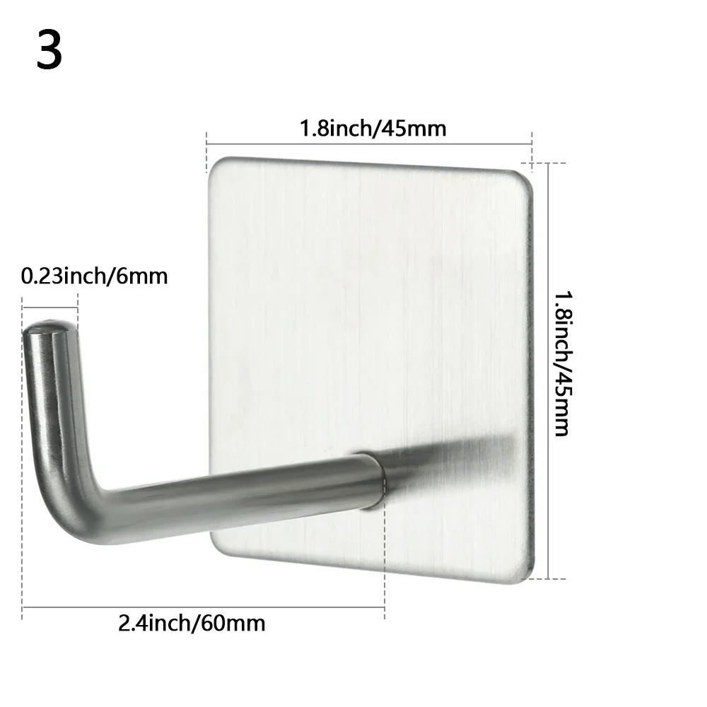 Robe Hook Wall Towel Hook Stainless Steel Coat Hook Rustproof Strong sticky Hook Hanger for Bathroom Kitchen Hardware