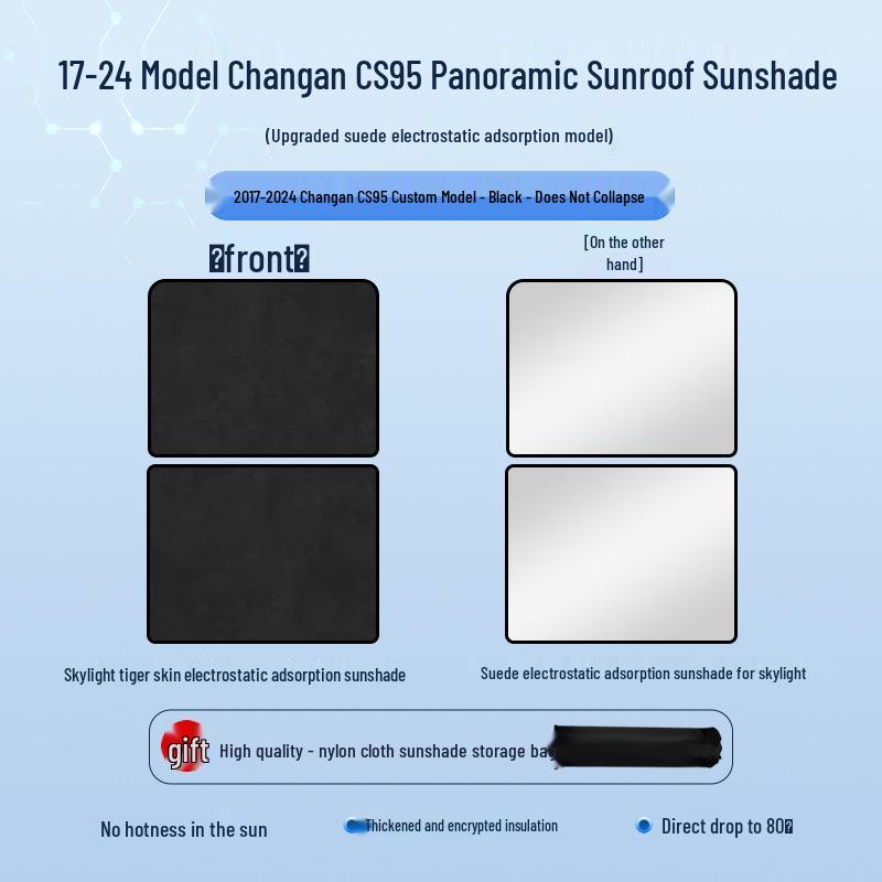 Changan CS95 2017 Sunroof Sunshade: Heat Insulation and Privacy Blocker.