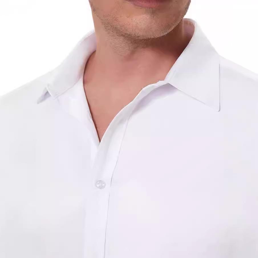Four-sided stretch men's shirt business casual dress buckle-down non-ironing solid color shirt men's long sleeves