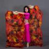 1pair/2pcs Real Silk Belly Dance Veil Fans Bamboo Handmade  Tie-dye 150cm/180cm Performance Long Fan BellyDance Fan Veil