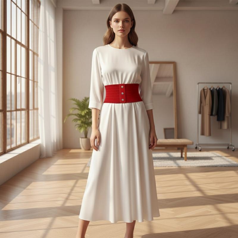 Women’s Elastic Wide Waist Belt Retro Classic Style Statement Piece Match for Long Shirts and Dresses