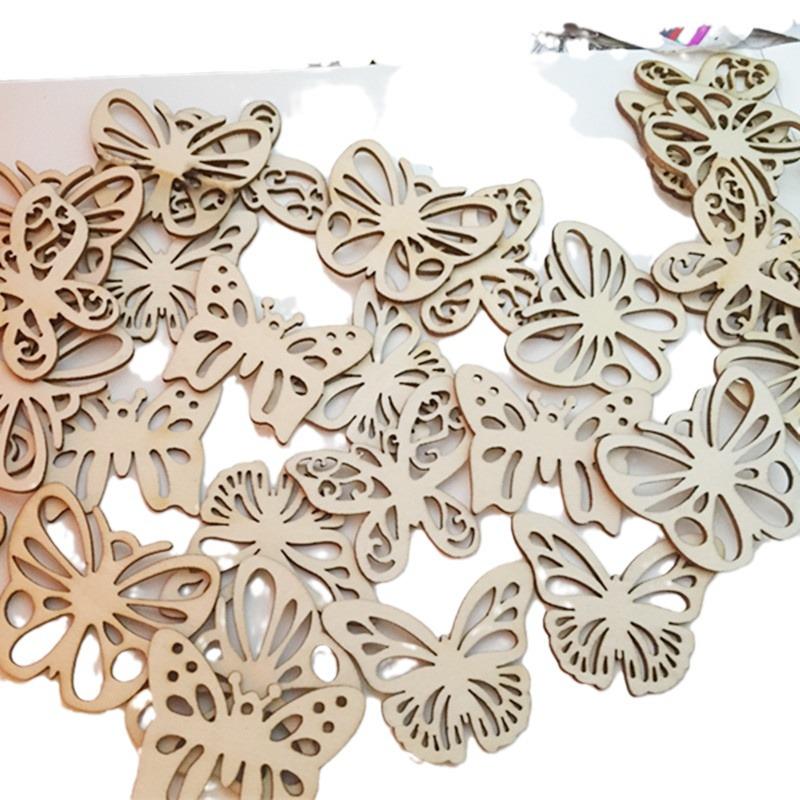 Eco-friendly Handmade Raw Wood Butterfly Buttons - DIY Jewelry Accessories in Multiple Styles