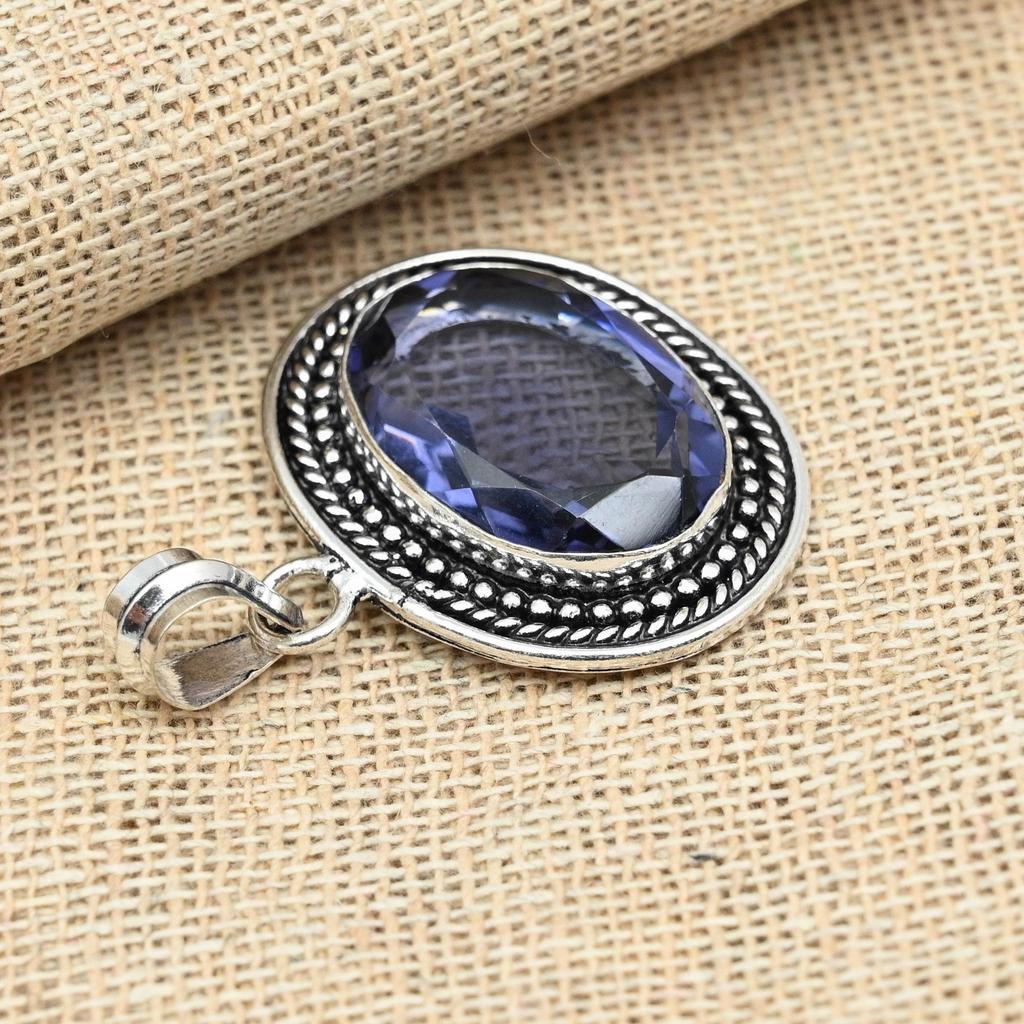 Awesome Iolite Gemstone 925 Sterling Silver Handmade Jewelry Engagement Pendant Gift