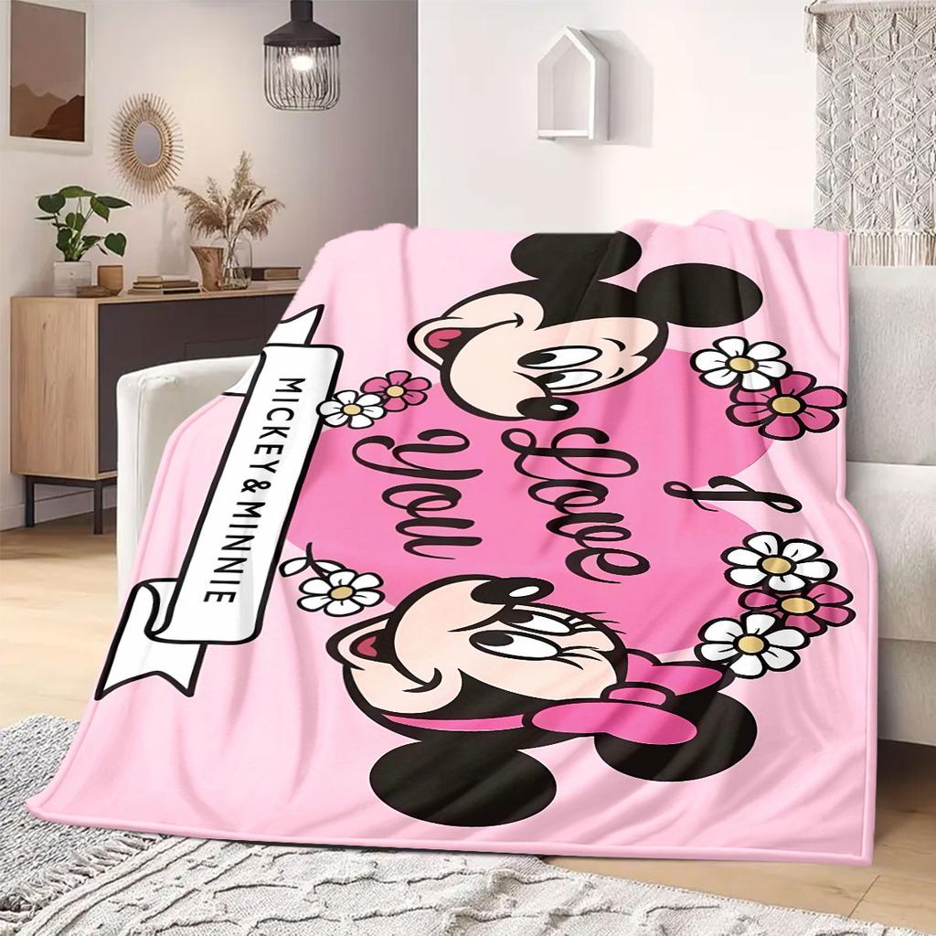 Mickey Flannel Blanket for Bedrooms Sofas Beds Chairs Picnics Travel Cartoon Print Home Decor Unique Gift Various Sizes