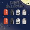 Plastik-Falschnagel-Aufkleber mit Halloween-Fledermaus-Schädel-Stern-Geister-Mustern Einfache Anwendung Künstliche Nagelaufkleber 24 Stück