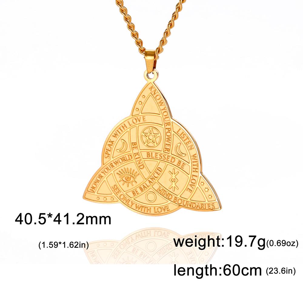 Dawapara Triple Moon Goddess Triquetra Necklace Trinity Knot Pendant Irish Amulet Wiccan Witchcraft Jewelry Stainless Steel