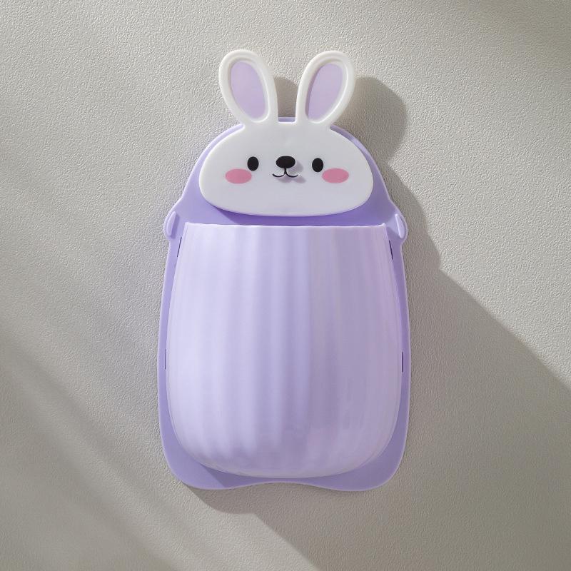 1pc Cute Rabbit Storage Rack, Makeup Brush Storage Box, Bathroom Wall Mounted Toothbrush Holder, Bathroom Accessories