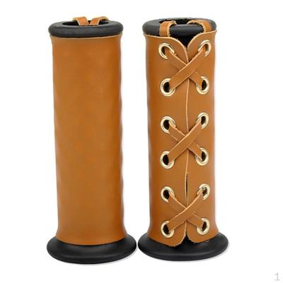 1 2mm Motorcycle Handlebar Hand Grips with Leather Covers Wraps