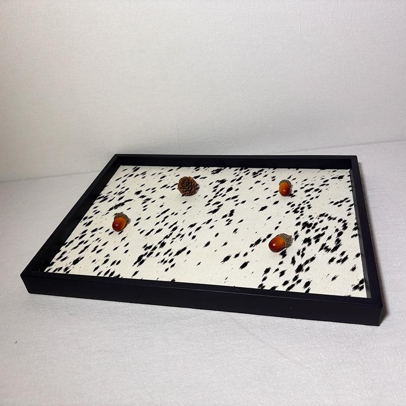 Horsehair Leather Trays Coffee Table Desktop Trays Dressing Table Square Jewelry Storage Plates Home Decoration Storage Plates