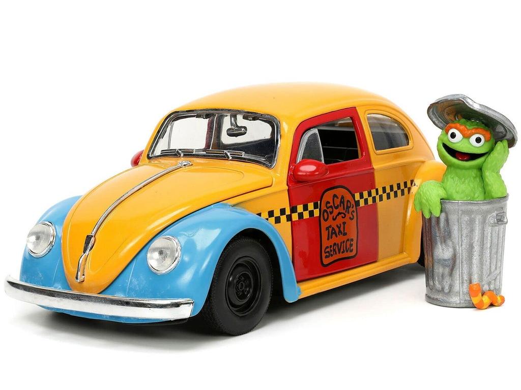 JADA TOYS Sesame Street Oscar Figure Volkswagen Beetle 1959 Hollywood Ride Sesame Street Beetle with Oscar 32801 1/24 & [Used]