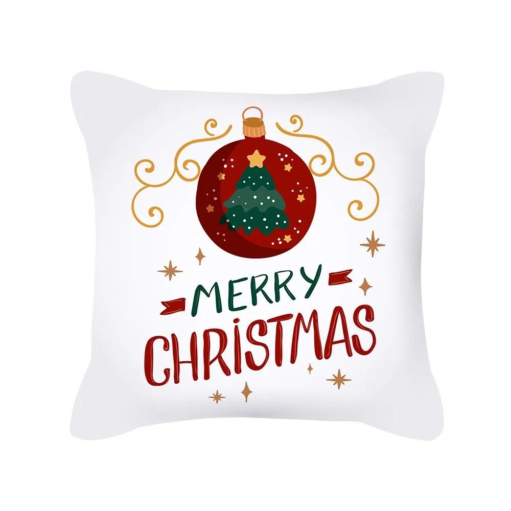 Christmas Theme Cushion Cover Cartoon Elk Living Room Bedroom Decorative Pillow Cover Home Decorative Pillow Cover Sofa Pillow