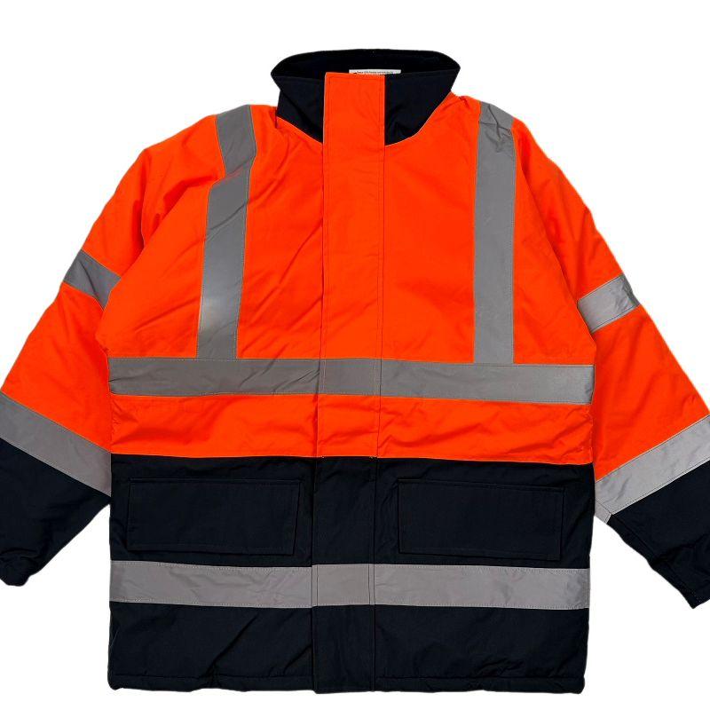 European and American Style Men's Autumn and Winter Outdoor Cotton-Padded Reflective Strip Jacket, Windproof and Waterproof Outdoor Workwear Coat