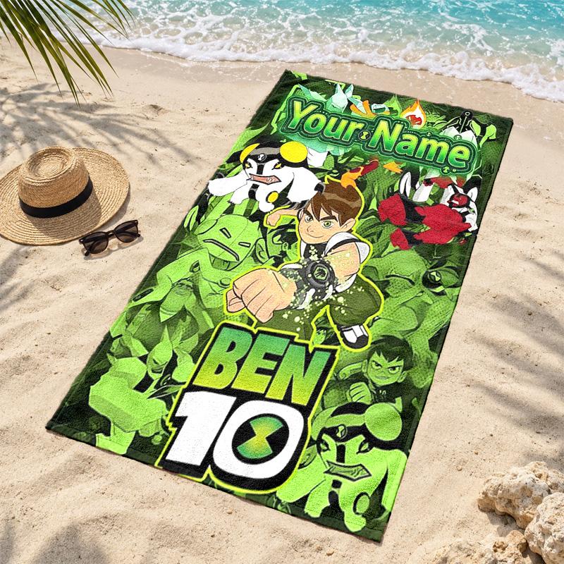 Ben10 Custom Name Beach Towels Also Serve As Bath Towels Summer Essential a Musthave for the Outdoors the Beach and the Pool
