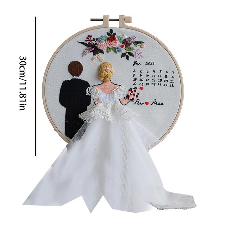 Wedding Embroidery Punch Needle Set Embroidery Wedding Kit With Hoops And Color Threads For Beginners Adults Lovers Propose