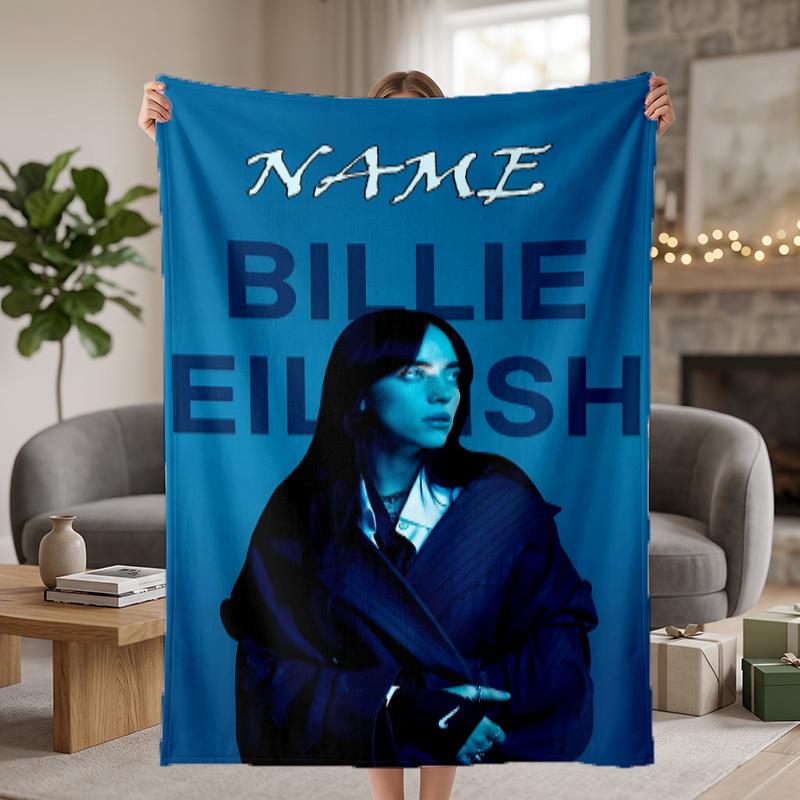 Billie Eilish Benutzerdefinierte Flanelldecken Weiche Warme Gemütliche Überwürfe für Heimdekoration Feiertagsgeschenke